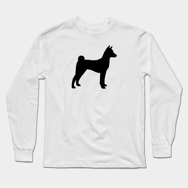 Basenji Dog Breed Silhouette Long Sleeve T-Shirt by Coffee Squirrel